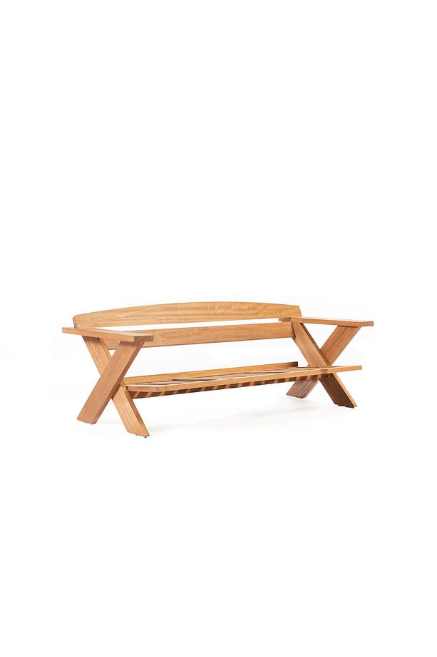Cross Iroko Ahşap Bahçe - Balkon Oturma Grubu | 3.1.1 + Sehpa ( Antrasit Minderli ) - 4
