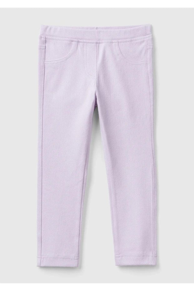 Girls' Logo Embroidered Slim Fit Pants with Elastic Waist E00X