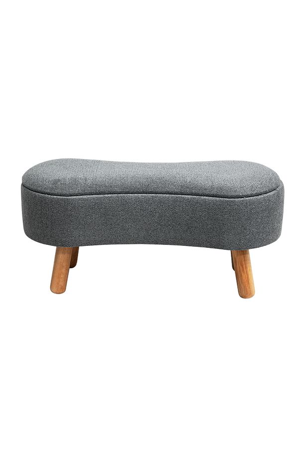 Scala Sandıklı Bohem Ahşap Ayaklı Puf/Bench, Gri - 4