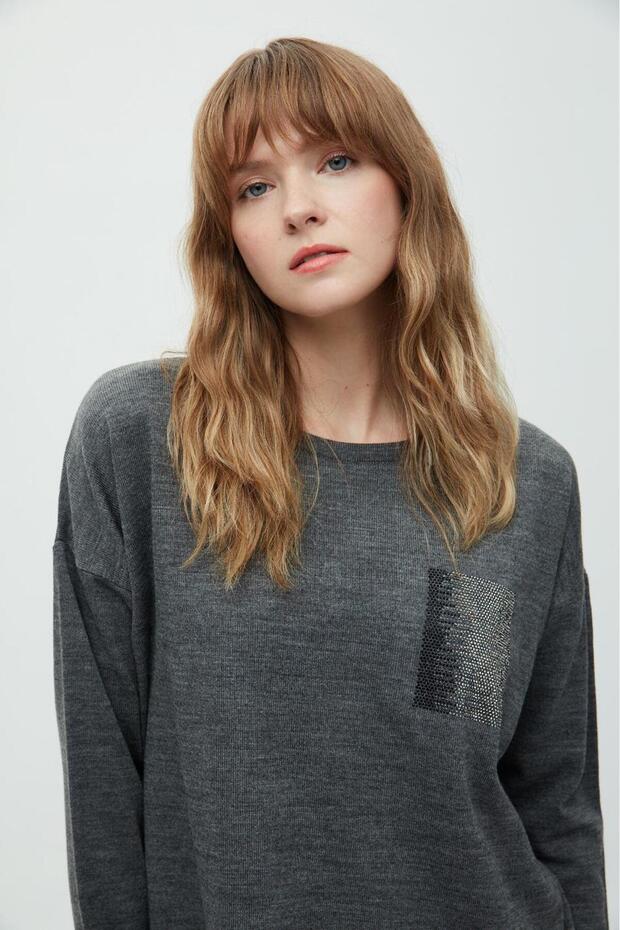 Cep Taşlı Triko Basic T-Shirt - 3