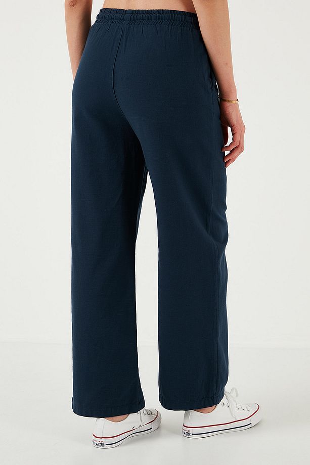 Pamuklu Relaxed Fit Yüksek Bel Bol Paça Pantolon Pantolon 668yp5118 - 8