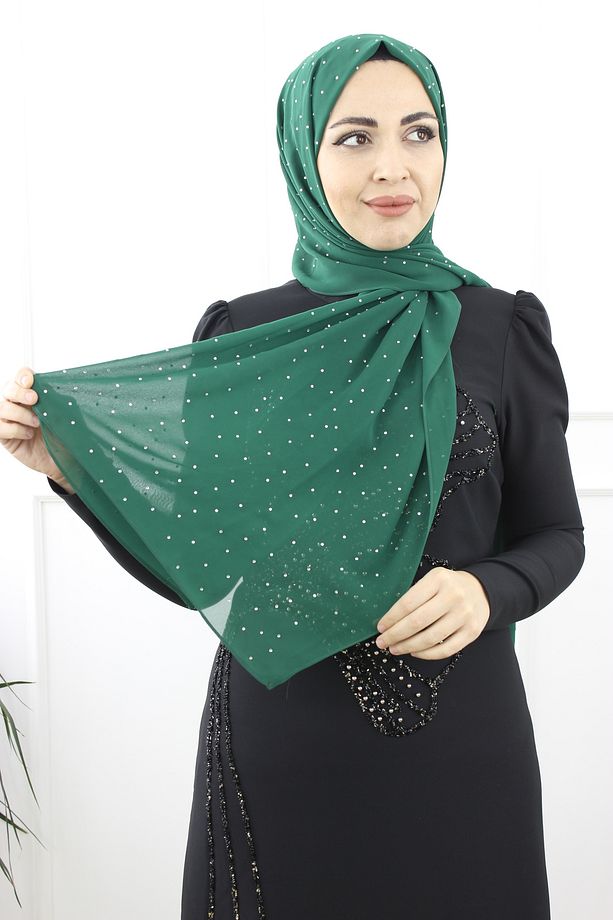 Çisil Taşlı Şifon Şal - 1