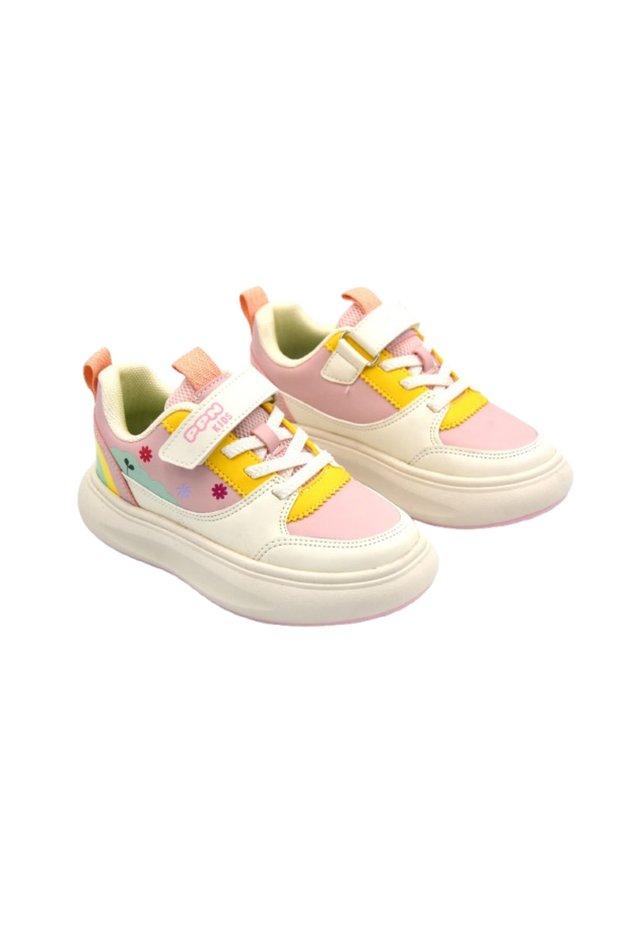 1900 Phlon Light Sole Velcro Girls' Sports Shoes Pudra