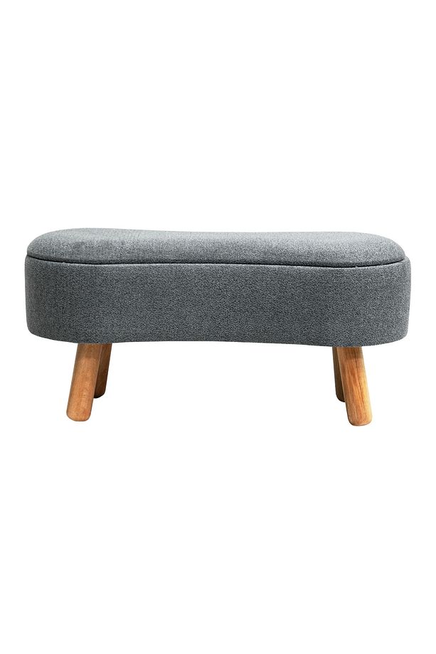 Scala Sandıklı Bohem Ahşap Ayaklı Puf/Bench, Gri - 3