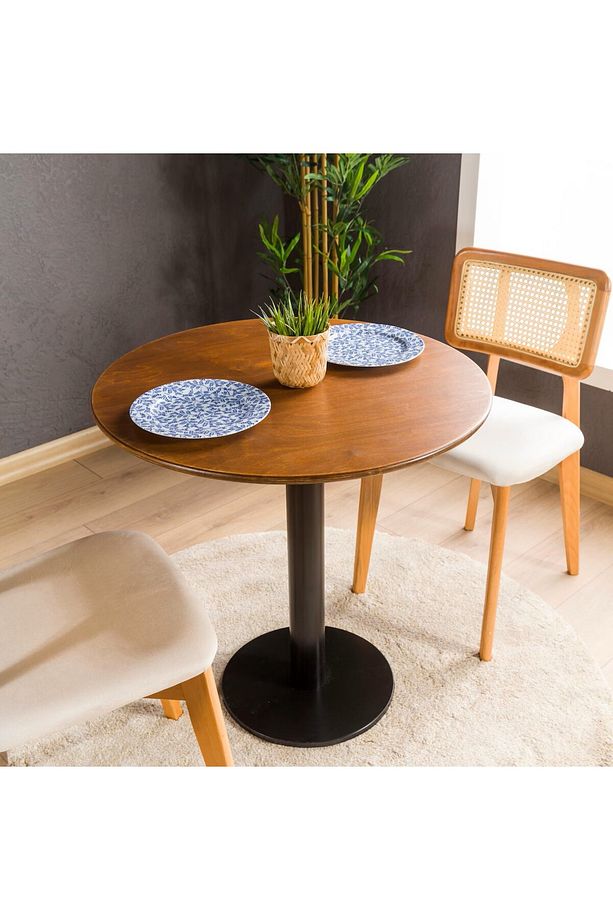 Dar Bistro Masası Metal Lale Bacak,Yuvarlak Masa İç Mekan,2 Kişilik  Bistro Masa Mobilyası - 1