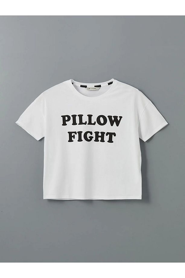 LCW Young Siyah Bisiklet Yaka Baskılı Kadın Şortlu Pijama Takımı - 3