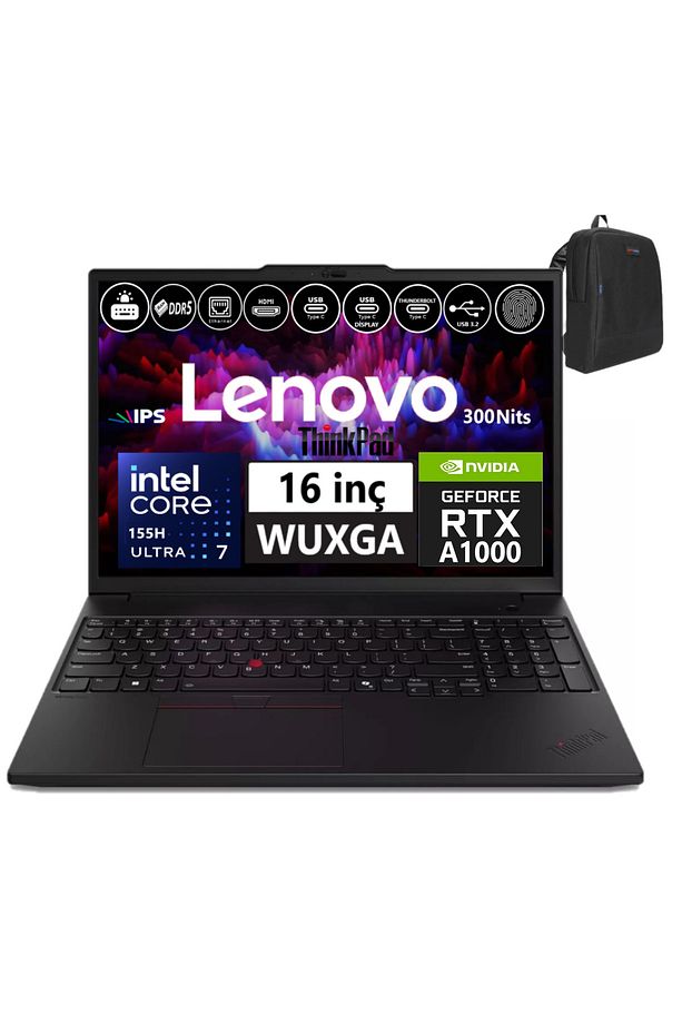 Thinkpad Mws P16V V2 Ultra-7 155H 96GB 5600MHZ 512GB+512GB SSD SSDRTX1000ADA W11PRO WS21KX003BTXA13 - 1