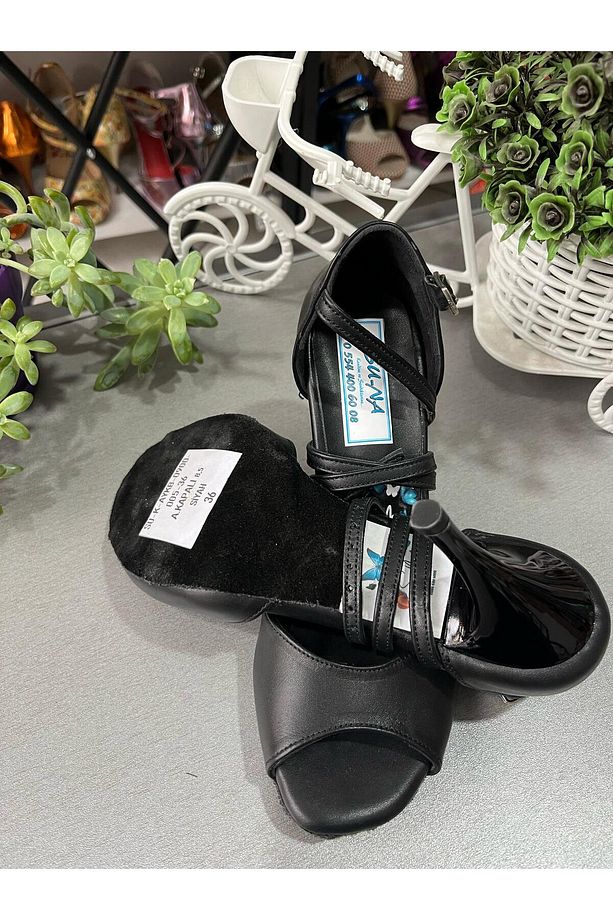 MAT  SİYAH SÜET KEBEBEK MODEL 8,5 CM TOPUK BOYU TANGO-DANS VE ABİYE AYAKKABISI - 3