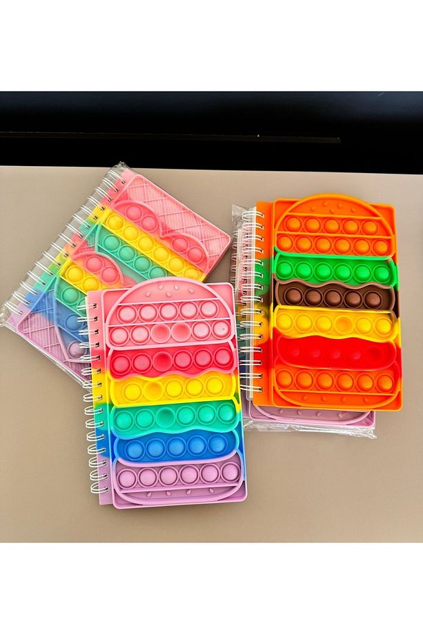 Pop-it Bubble Notebook 1adet -popit Defter Renkli,eğlenceli,spiralli Okul Defteri - 3