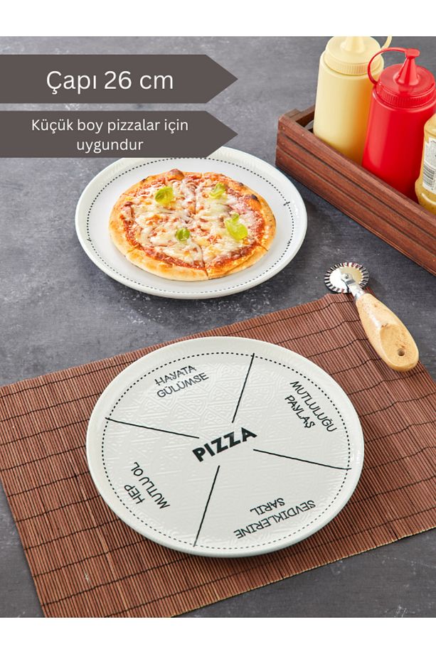 2'li Seramik Pizza Tabağı / servis tabağı / Tabak / Çok amaçlı pizza Tabağı / Kase - 5