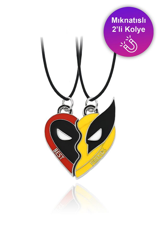2 Adet Mıknatıslı Arkadaşlık Kolyesi Deadpool & Wolverine Best Friends Kolye - 1