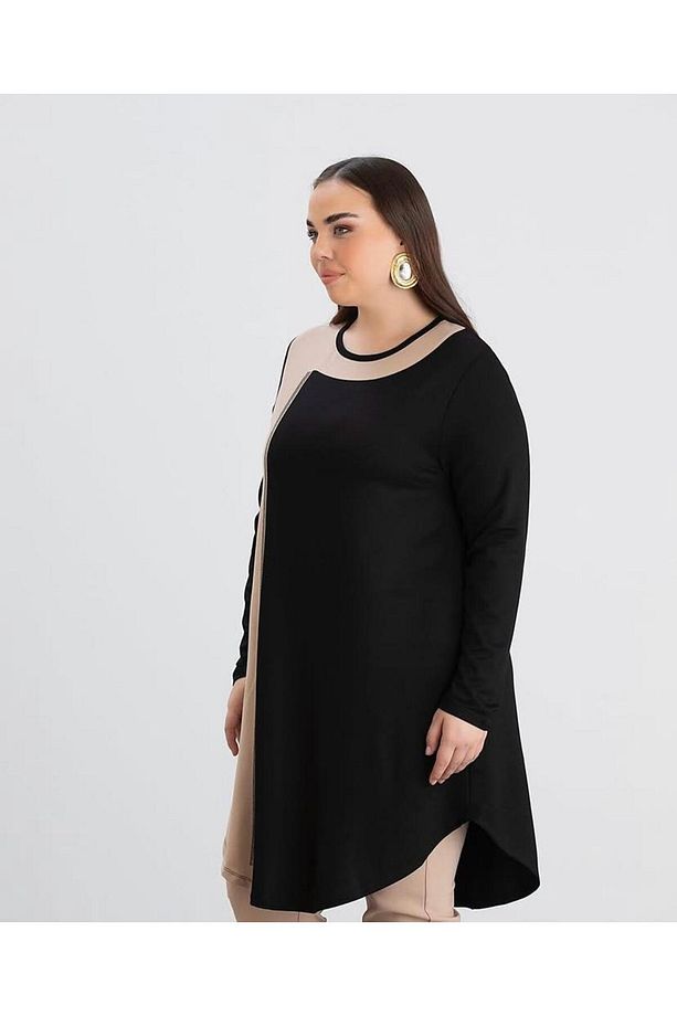 GİYFEST TAŞ DETAYLI ÇAN MODEL İKİ RENK SÜTLÜ KAHVE SİYAH TUNİK - 3