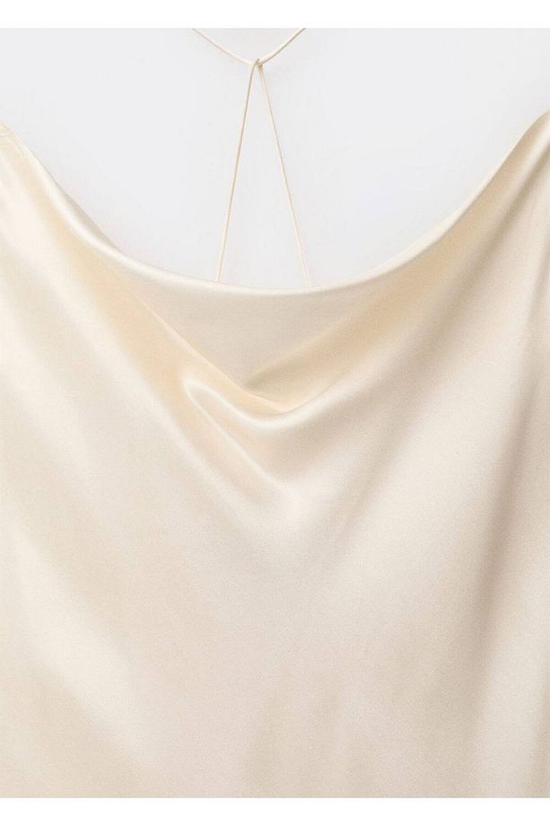 Drape yakalı ipek elbise - 5