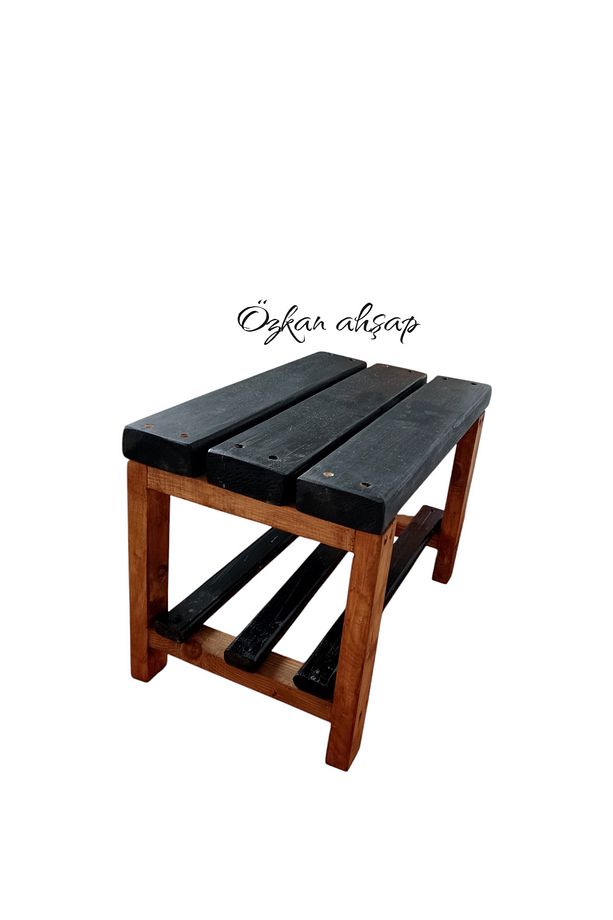 Ahşap Siyah Bench Bank , tabure , oturak , ayakkabılık - 5