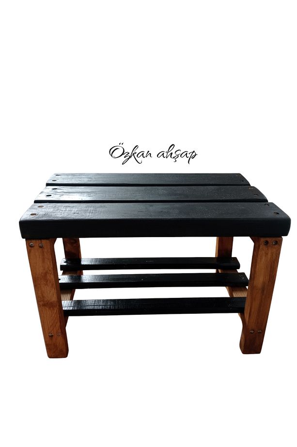 Ahşap Siyah Bench Bank , tabure , oturak , ayakkabılık - 1