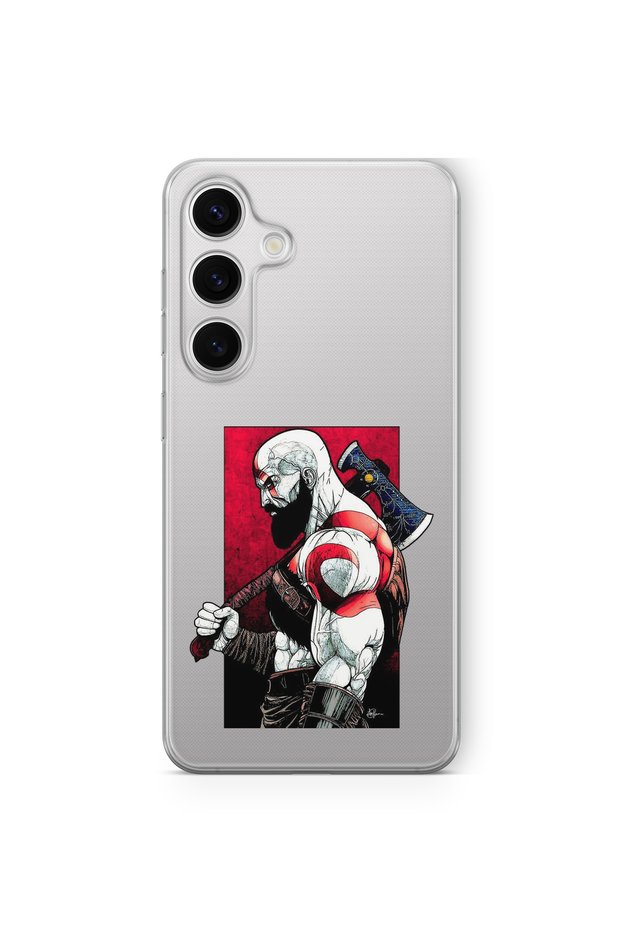 Samsung Galaxy A14 Compatible God of War Kratos Design Printed Transparent Case