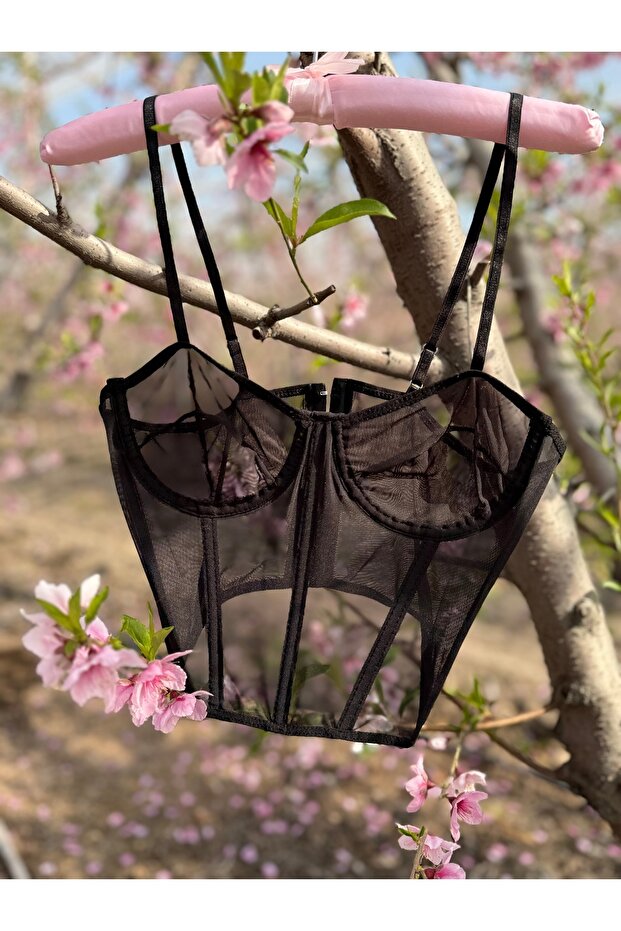 Siyah Transparan Büstiyer - 3