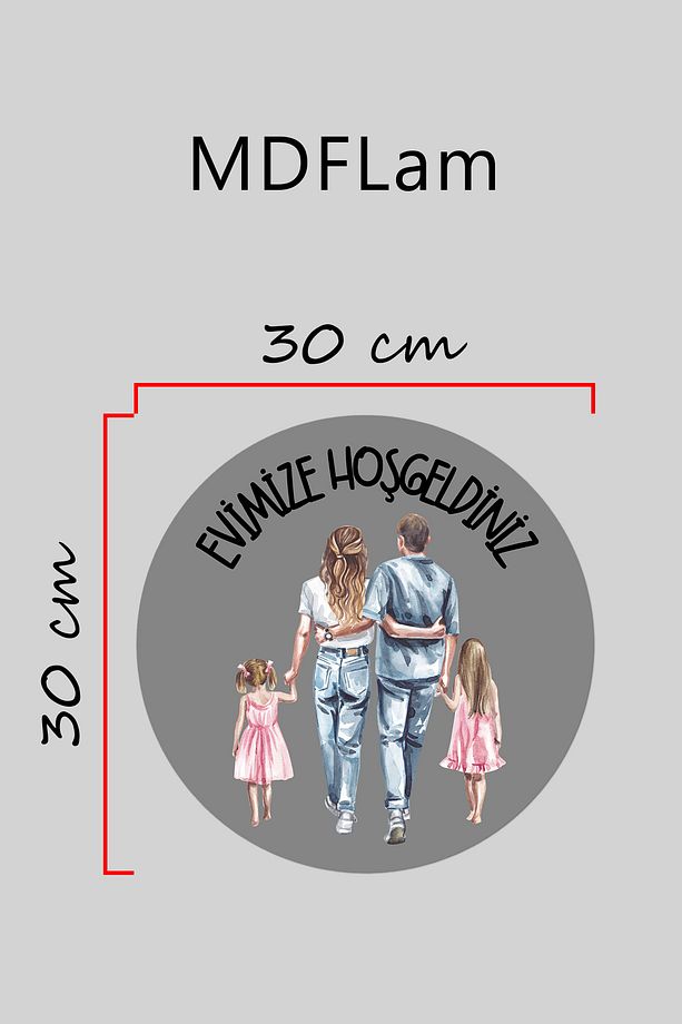 Modern Kapı Süsü Gri İki Kız Çoçuğu Aile Dış Mekan Kapı Süsü - 3