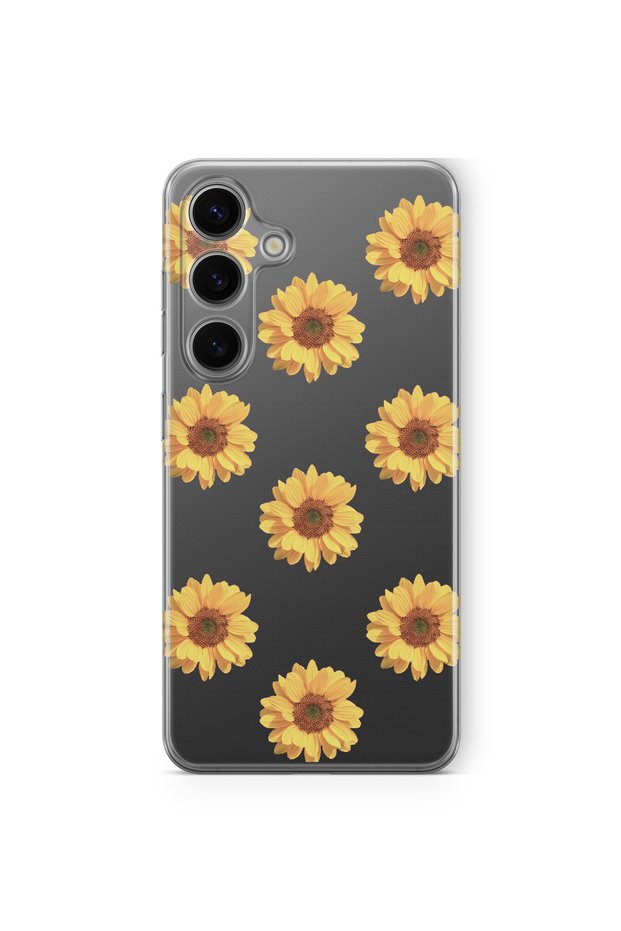 Samsung Galaxy S24 Fe Compatible Flower Design Printed Transparent Case