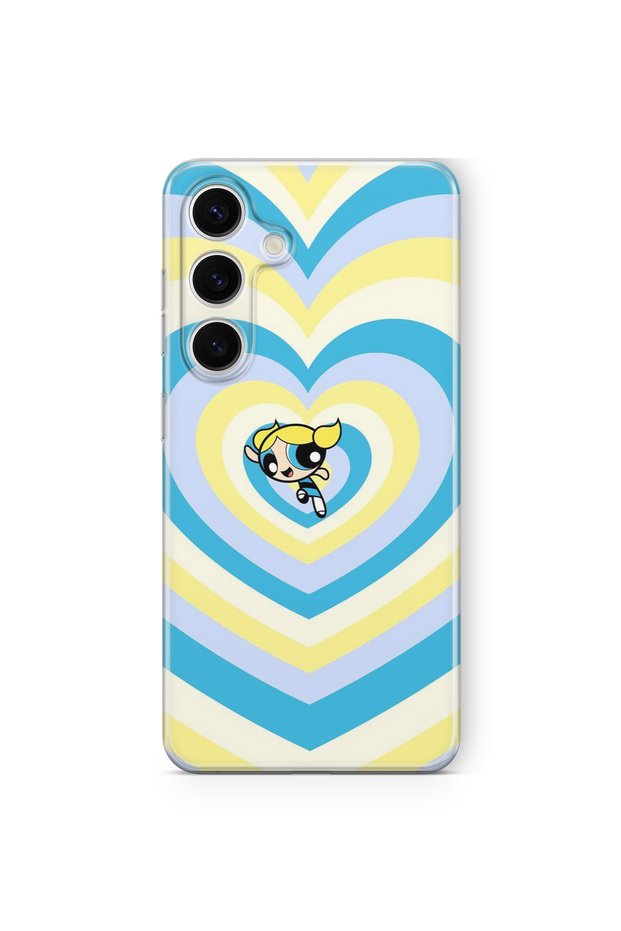 حافظة شفافة مطبوعة بتصميم فقاعات Powerpuff Girls متوافقة مع هاتف Samsung Galaxy S24 Fe