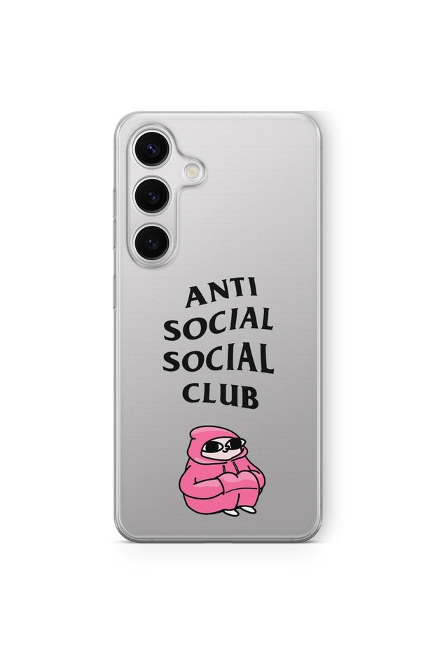 Samsung Galaxy A05S Compatible Anti Social Design Printed Transparent Case
