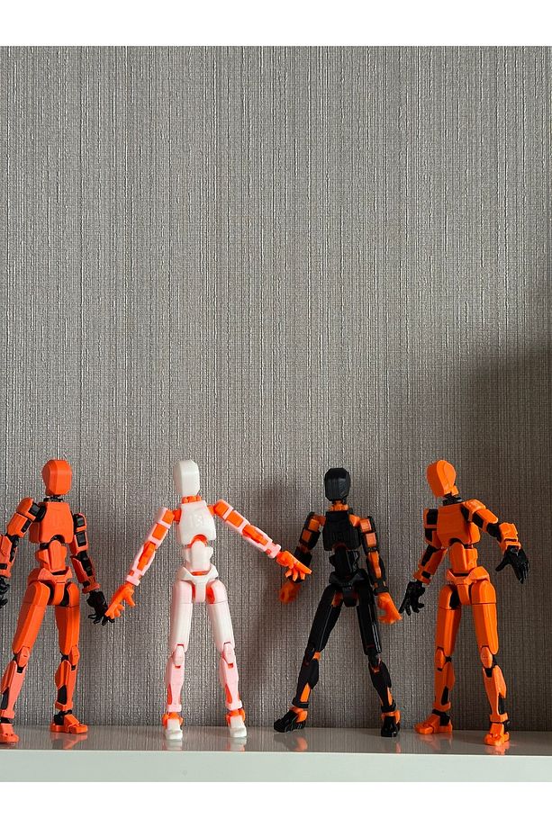 Turuncu 4'lü Oynar Eklemli Robot Figür Seti –  Dummy- lucky 13 titan 13 - 2