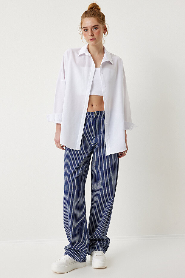 Oversize Basic Gömlek BEYAZ LDD0003 - 4