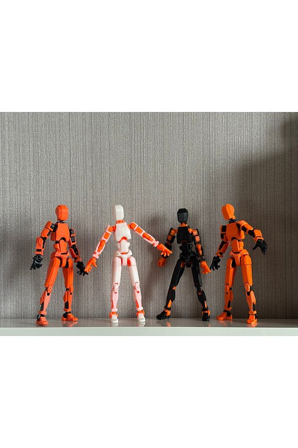 Turuncu 4'lü Oynar Eklemli Robot Figür Seti –  Dummy- lucky 13 titan 13 - 3