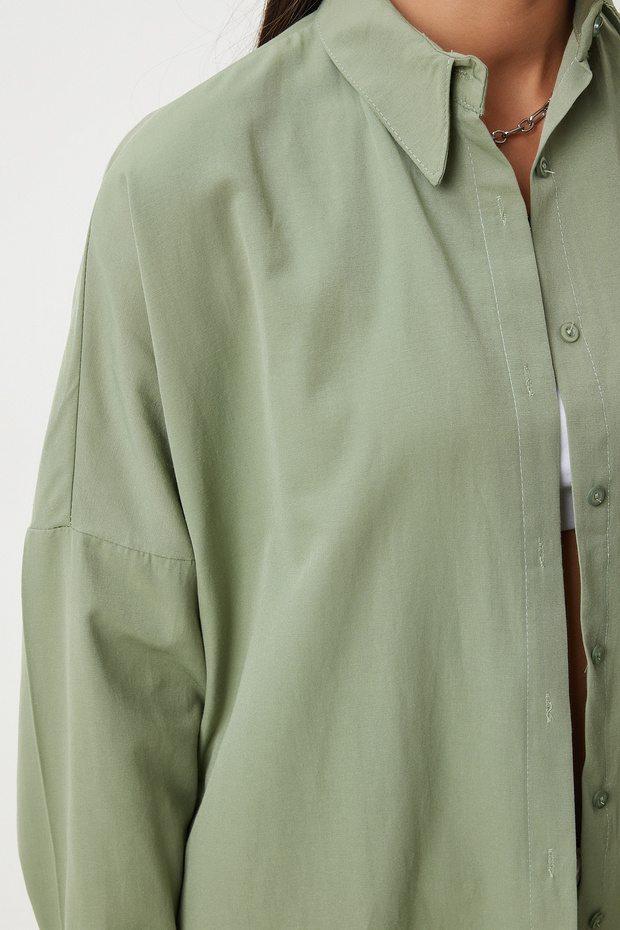 Oversize Basic Gömlek HAKİ LDD0003 - 5