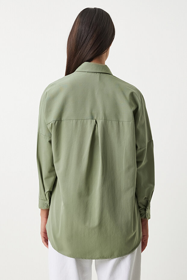 Oversize Basic Gömlek HAKİ LDD0003 - 6