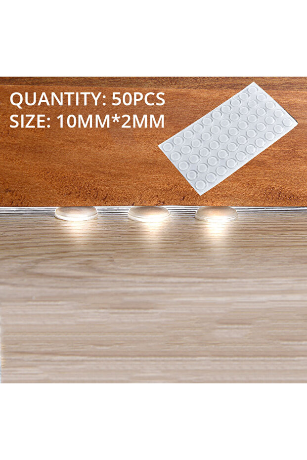 10x2mm-50pcs KAK 50-80 Grain Silicon Door Stops Pad Transparent Kitchen Cabinet Catches Self-Adhesi