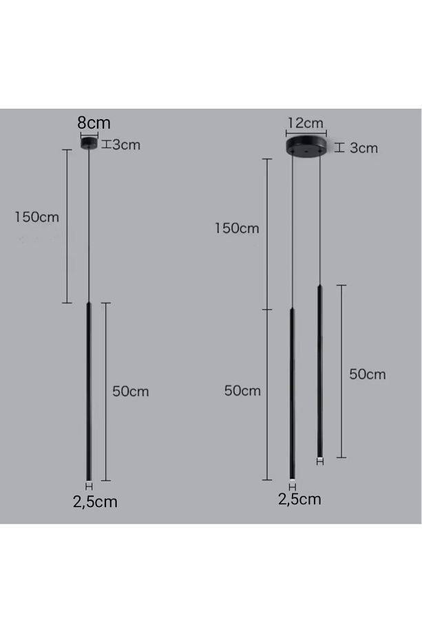 Stick Boru Led Sarkıt Tekli Avize - 3