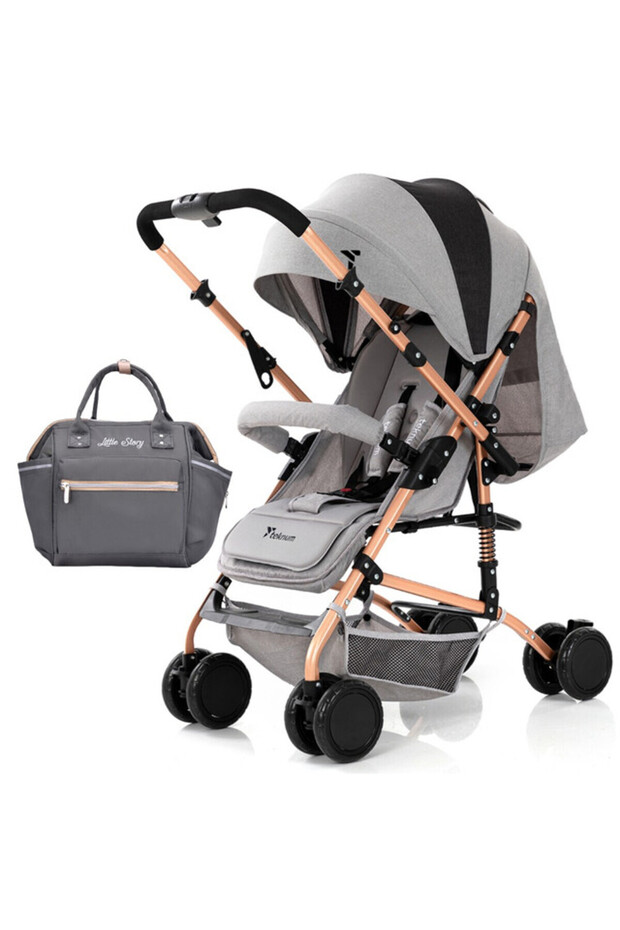 Reversible Trip Stroller w/Ace Diaper Bag-Grey
