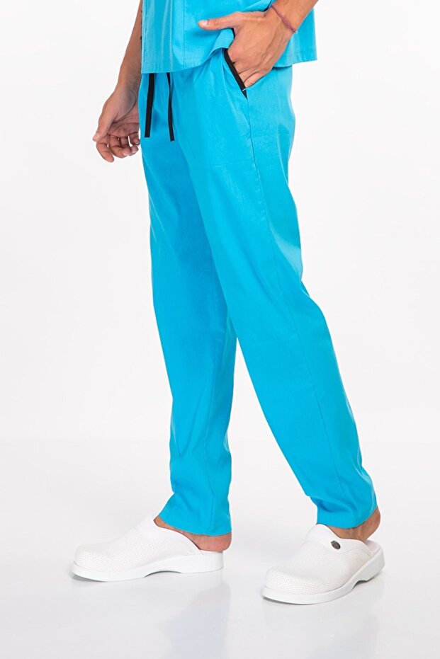 Unisex Sky Blue Lycra Doctor Pants Nurse Bottom Uniform Scrubs
