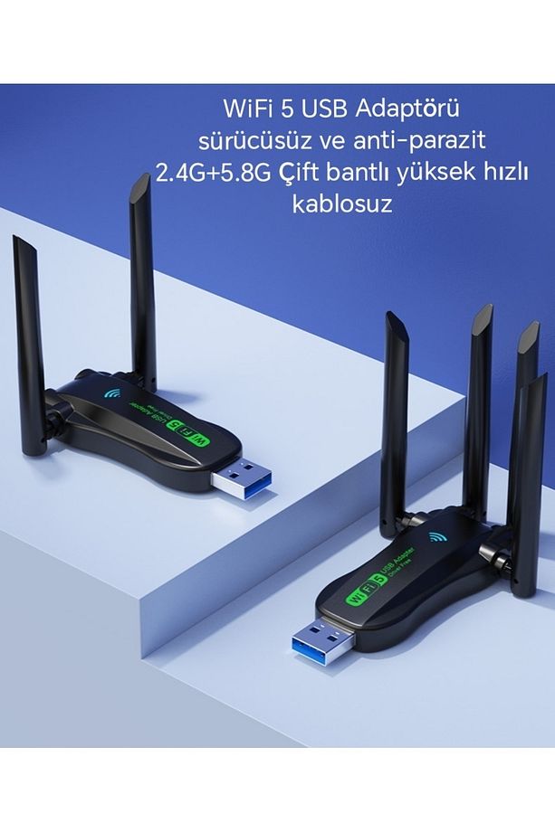 1200 Mbps Wifi Usb 3.0 Yüksek Hızlı 5ghz Çift Bant Adaptör Wifi 5 Adaptör - 7