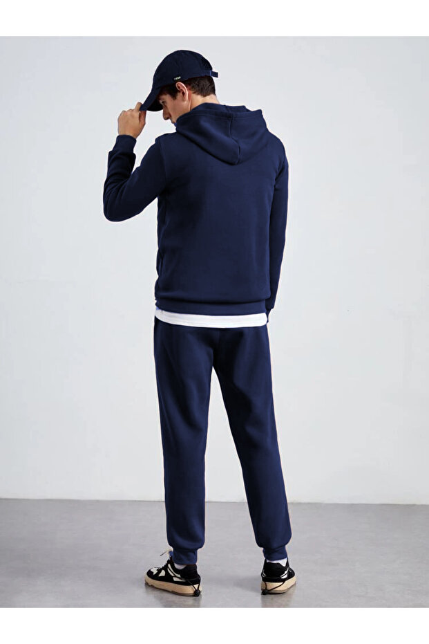 Men's Basic Plain Oversize 3 Thread Raised Tracksuit Suit - 3