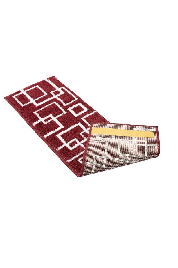 Home Gh40a-wr-gry3 Kare Desenli Kaydırmaz Tabanlı 3'lü Merdiven Halısı - Beyaz/kırmızı - 1