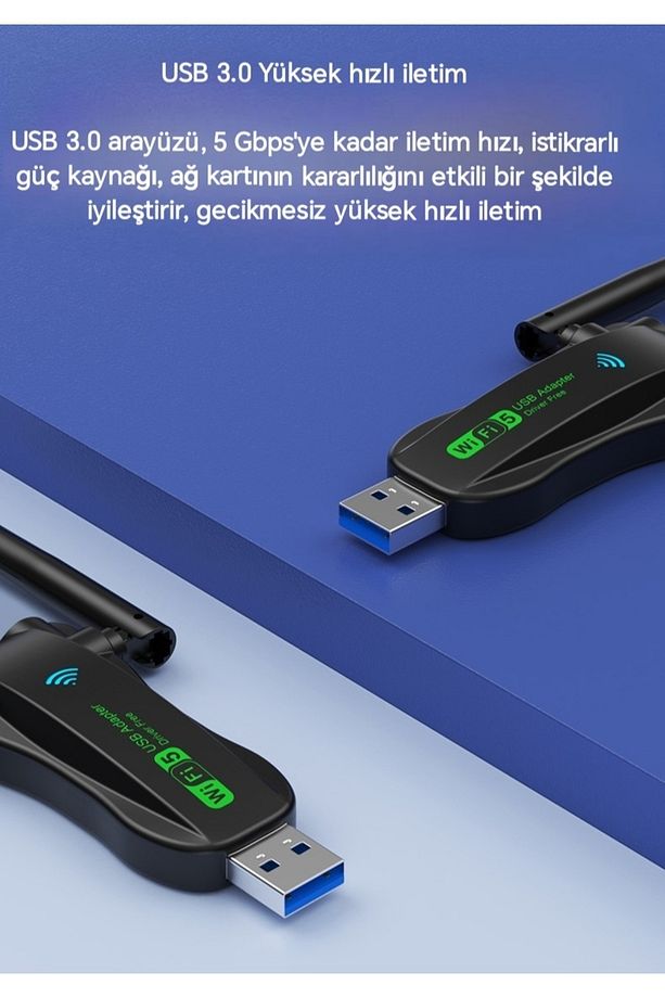 1200 Mbps Wifi Usb 3.0 Yüksek Hızlı 5ghz Çift Bant Adaptör Wifi 5 Adaptör - 4