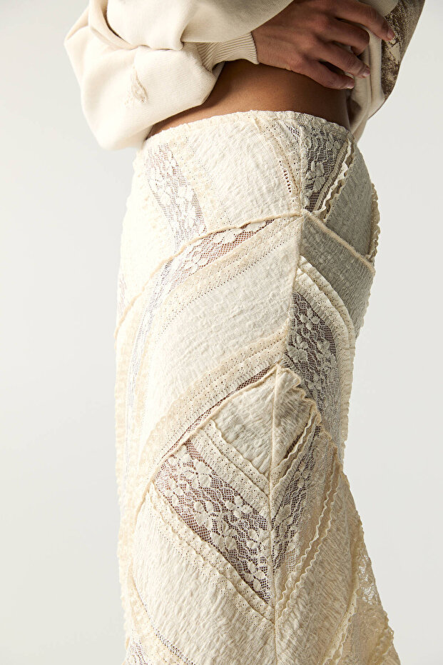 Dantel midi etek - 6