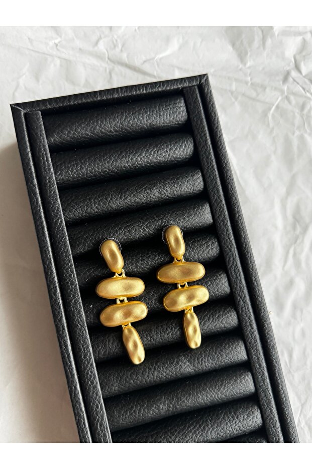 Mat Sıralı Gold Küpe - 1