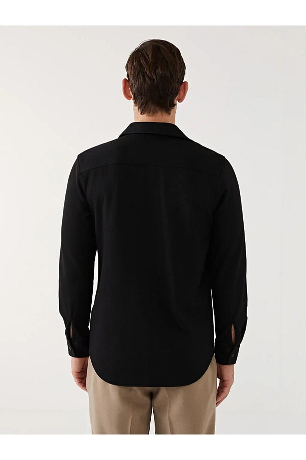 LCW Vision Siyah Slim Fit Uzun Kollu Erkek Gömlek - 4