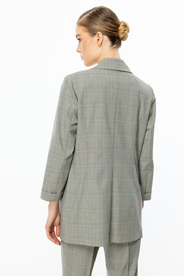 Duble Kol Ekoseli Ceket - 5