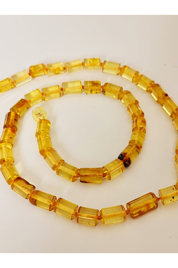 Original Special Design Cylinder Cut Necklace 50cm Amber Necklace