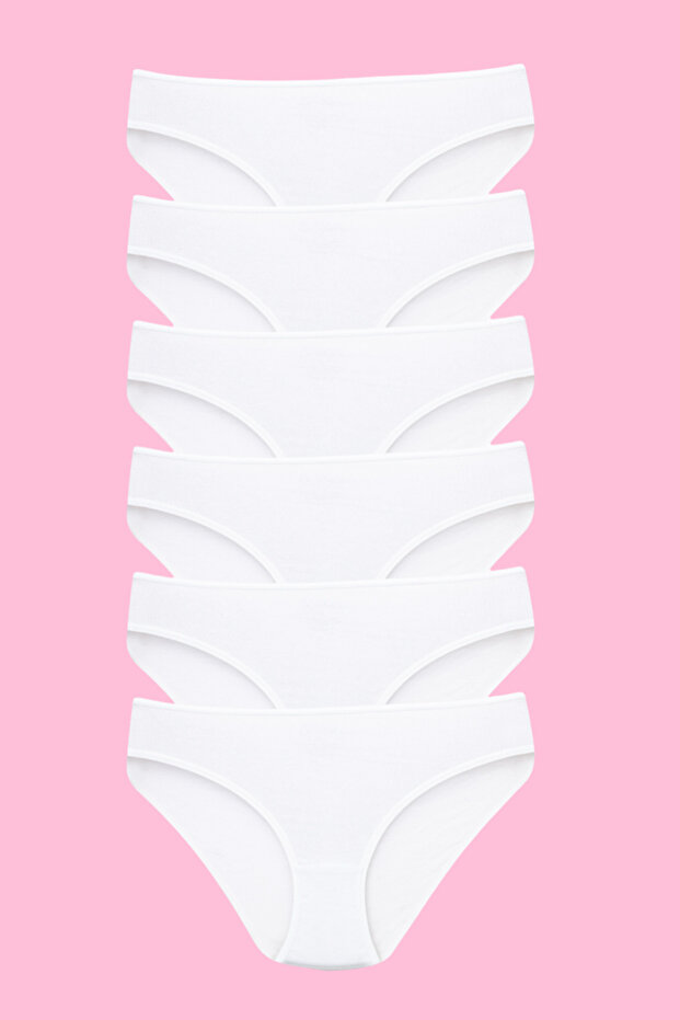Girl's Panties White 100% Cotton 6 Pack