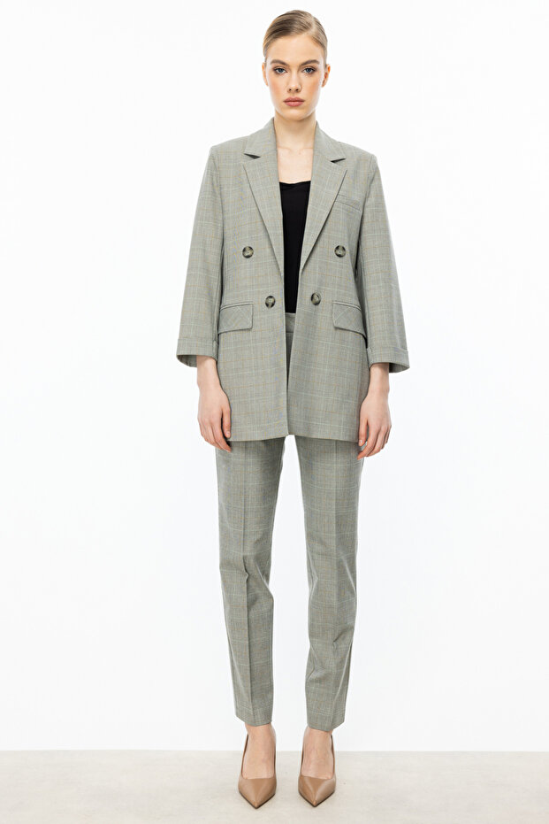 Duble Kol Ekoseli Ceket - 4