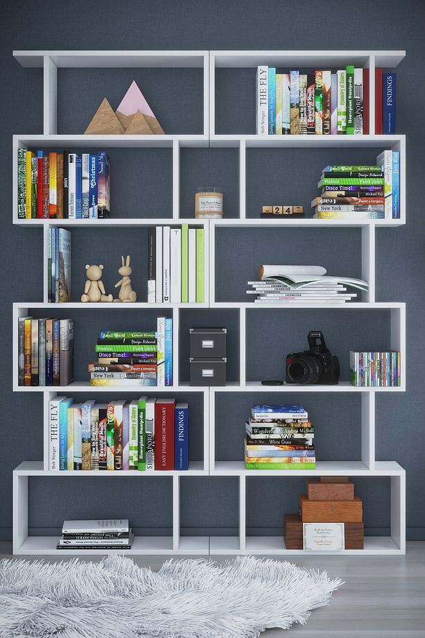 6 Raflı Çift Modül Zigzag Kitaplık Çalışma Odası Ofis Kitaplık - 3