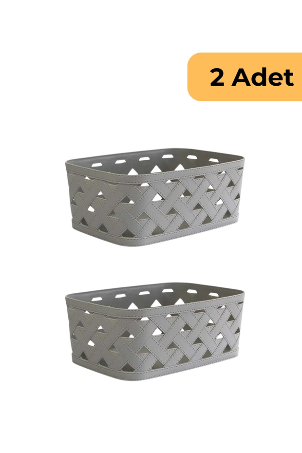 طقم سلة من جلد ديكوبيلا باللون الرمادي مكون من قطعتين - 1