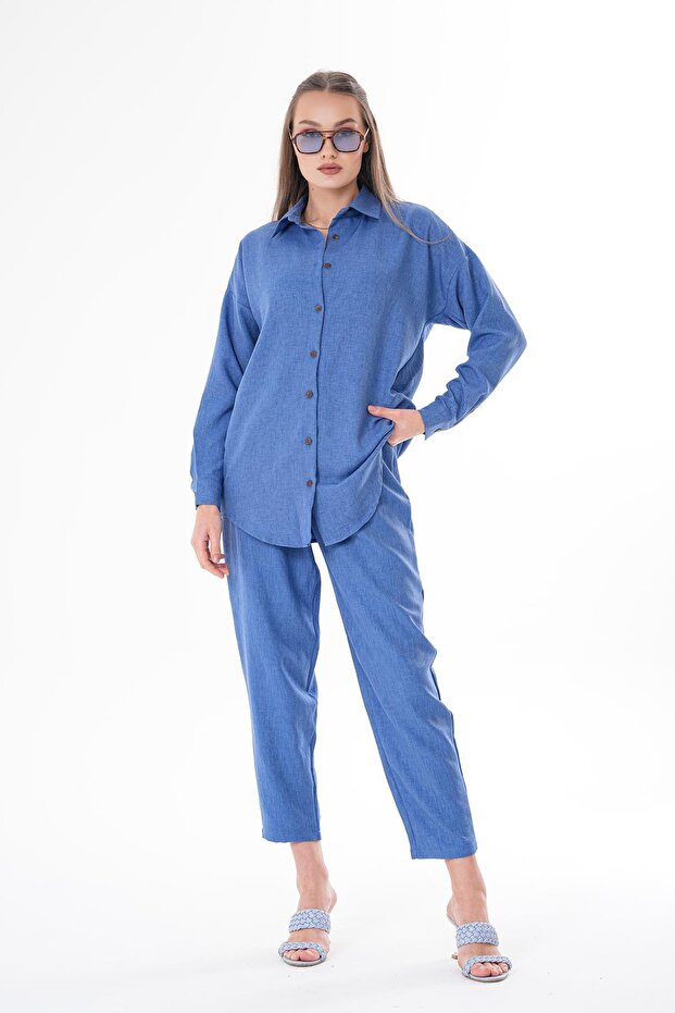 Linen Shirt and Pants Set - Women's 250206