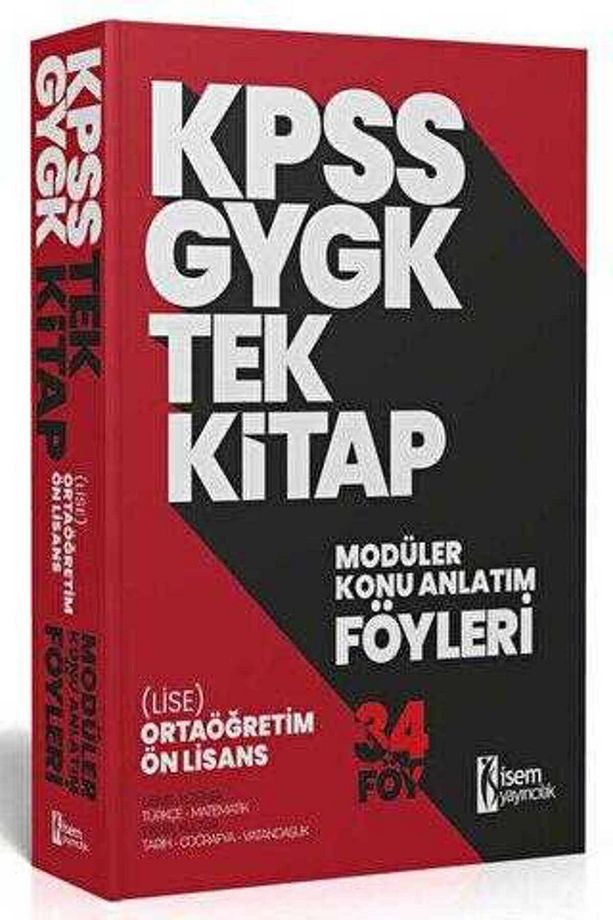 İsem Yayıncılık 2024 Kpss Gygk Ortaöğretim Ön Lisans Tek Kitap Modüler Konu Anlatım Föyleri - 1