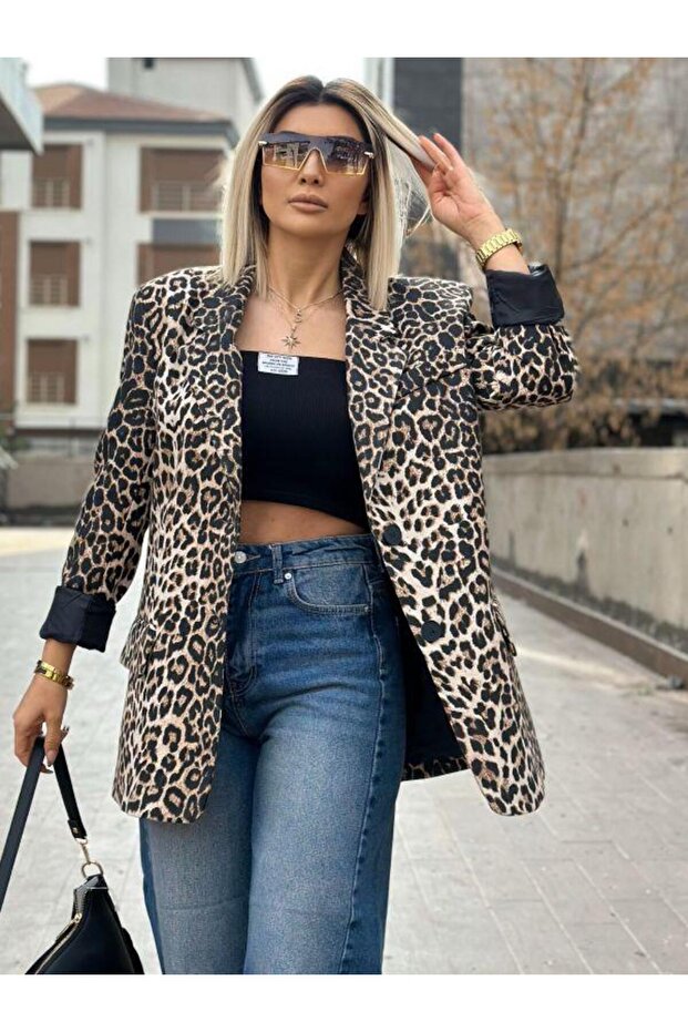 88761 Yün Efekti Leopar Ceket Leo - 2